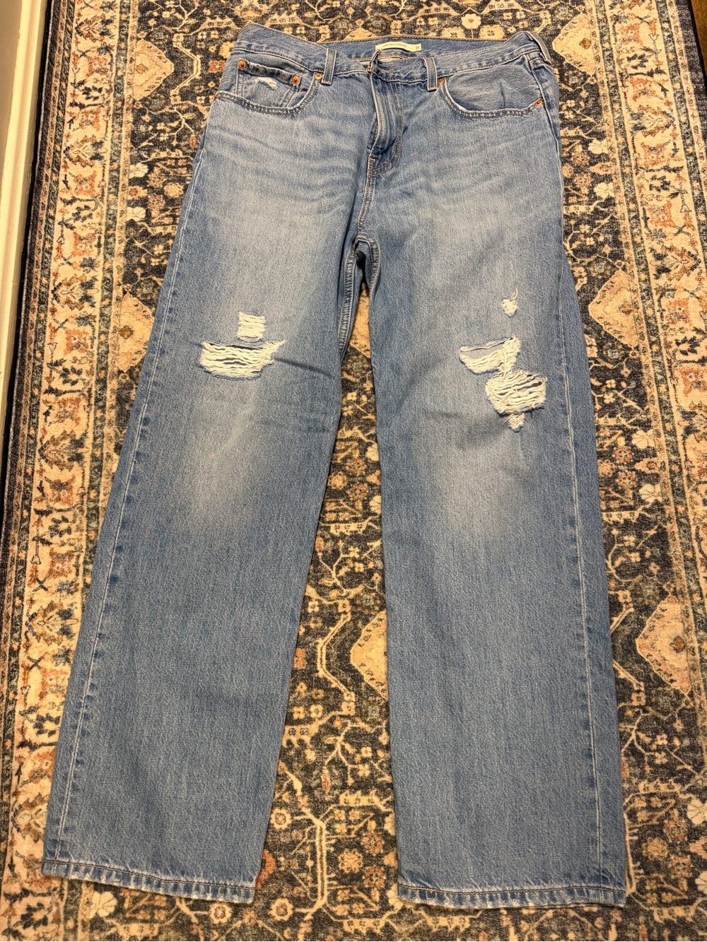 Levi's Light Blue Distressed Straight-Leg Jeans